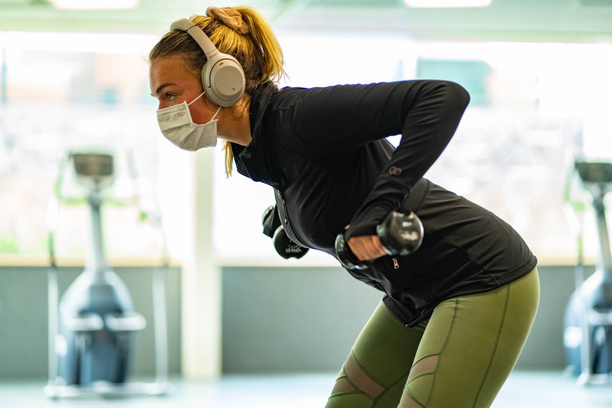 Exercising with Face Covering in Rec Center